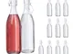 Relaxdays Set 12 Bottiglie in Vetro, Kit di Bottigliette Vuote con Tappo a Molla, Vino, Li...