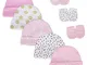 LACOFIA Cappellini Beanie e Manopole per Neonata 100% Cotone Berretto e Guanti Anti Graffi...