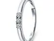 Miore, anello trilogy da donna, in oro bianco 9 carati 375 con diamanti da 0,09 kt, gioiel...