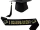 BHGT Fascia Laurea Tocco Cappello Berretto Goliardico Nero Scritta I GRADUATED Dorato Deco...