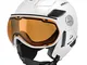 Slokker Raider PRO White - Casco da Sci/Snowboard, Ideale per portatori di Occhiali (60-62...