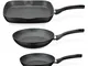 GSW Set di 3 padelle Gourmet in Granito, Alluminio, plastica, Nero