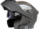 TKer Bluetooth Integrato Casco modulare per Motocicletta con Doppia Visiera per Uomini e D...