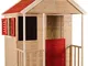 Casetta per bambini in legno/set da gioco casa per attività all'aperto/colore rosso 3-7 an...