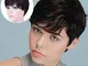 Becus Parrucca Donna Capelli Umani Pixie Cut Parrucca Capelli Corti Dritto Stratificato co...