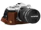 MegaGear MG1865 - Custodia in vera pelle, compatibile con Olympus OM-D E-M5 Mark III, colo...