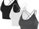 UMIPUBO 3 Pezzi Reggiseno Casuale Sportivo Donna Hip Hop Reggiseno con Imbottito Estraibil...