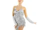 Freebily Abito da Ballo Latino Americano Donna Schiena Scoperta a Scollo V Profondo Ballo...