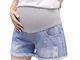 Topgrowth Pantaloni Premaman Estivi Donna Shorts Jeans Strappati maternità Stretchy Pantal...