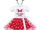 Bambina Costume da Minnie Mouse per Natale, Ragazze Vestito Tutu da Principessa a Pois Fes...