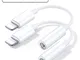 【2 Pack】Adattatore per iPhone Adattatore per cuffie AUX da 3,5 mm, connettore dongle per...