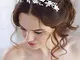 Simsly - Copricapo da sposa con fiore in argento, accessorio per capelli da sposa per donn...