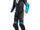 DAINESE 1513461_07A_56 Tuta da Moto, Nero/Blu (Fire)/Giallo Fluo,Taglia 56