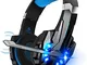 Cuffie da gaming PS4, cuffie da gioco stereo, luce stereo Bass anti-rumore, LED con jack d...