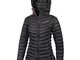 C. A.M.P. Camp ED Protection Jacket Lady - Giacca Piumino Donna con Cappuccio Nero Grigio...