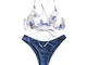 ZAFUL Bikini Set Imbottito con Spalline Incrociate Slip Stampa Floreale per Donna