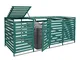 4x copribidoni box spazzatura rifiuti HWC-H62 97x271x114cm legno abete verde scuro