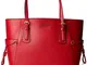 Michael Kors Voyager Crossgrain Leather Tote - Borse Donna, Rosso (Bright Red), 15.8x27.9x...