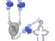 Collana rosario Medjugorje rose blu ceramica icona Madonna