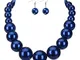 Jerollin Parure di gioielli da donna, composta da collana di perle e orecchini di perle e...