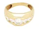 Anello da donna in oro giallo 9 carati con solitario di diamanti finti (misura U) 7 mm tes...