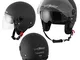 A-Pro Casco Jet Scooter Moto ECE 22 Doppia Visiera Parasole Nero Opaco M