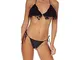 F**K Bikini EFFEK FK Donna Nero Costume da Bagno Due Pezzi Tinta Unita