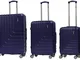 Set 3 Valigie Trolley Rigide in ABS 4 Ruote TSA Ravizzoni Titanio Blu