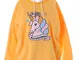 Kawaii-Story TS-287-2 Giallo Bianco Unicorno ricamato Cappuccio Felpa, Felpa, Felpa, Paste...