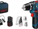 Bosch Professional Sistema 12V Trapano Avvitatore GSR 12V-15 (incl. batteria 2x2,0 + caric...