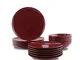 AmazonBasics, servizio di piatti, in grès, da 18 pezzi, colore Rosso carminio, per 6 perso...