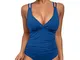 SUGSHYN Costume Intero Donna Scollo a V Curvy Costumi da Bagno Contenitivo Croce Indietro...