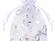 MEJOSER 9 * 12cm 100 Pezzi Sacchettini Organza Bianco Cuore Regalo Caramella Sacchetti Bus...