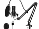 Microfono per PC podcast streaming USB, kit microfono professionale a condensatore cardioi...