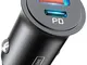 INIU Caricatore Auto, Ricarica rapida Caricabatterie Auto USB C 30W+USB A 30W Per iPhone 1...