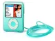 MCA - Custodia miniGEL per iPod nano 3G con 2 fasce da collo in metallo, colore: Verde/Arg...