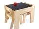 Little Helper FSD02-5 Tavolino con Portamatite e 2 Sedie per Bambini, Legno Naturale/Lavag...