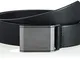 Calvin Klein Cintura Uomo Beveled Plaque PQ 3.5 cm Cintura in Pelle, Nero (Ck Black), 90 c...
