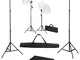 vidaXL Kit studio fotografico con sfondo lampade e ombrelli supporto set di luci professio...