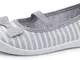 Ladeheid Pantofole Ballerine Bambina LARW008 (Grigio/Bianco/Righe, 30 EU)