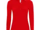 B&C - Polo Manica Lunga 100% Cotone - Donna (XL) (Rosso)