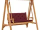 vidaXL Dondolo con Cuscino Rosso Vino 170 cm Massello di Teak