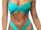 Voqeen Costumi da Bagno Donna Reggiseno Imbottito Push Up Bikini Bandeau Due Pezzi Regolab...