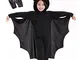 KEEBAX Halloween Costume da Pipistrello Vampiro per Bambini di Carnevale, Costume Ali Bat...