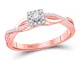 Da donna, in oro rosa 10 kt diamante solitario torsione nuziale anello di fidanzamento 1/5...