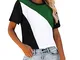 T-shirt per le donne estive Top da donna con scollo a O Splicing Casul T Shirt Tee Camicet...