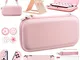 OLDZHU Kit accessori 10 in 1 per custodia da viaggio rosa compatibile con Nintendo Switch,...