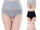 Misolin Vita Alta Slip da Donna Controllo della Pancia Mutande in Cotone Culotte Nero/Grig...