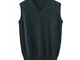 Gilet da Uomo in Cashmere Solido 100, Gilet Sciolto Senza Maniche, Gilet in Maglia Blue L