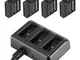 Neewer Kit di Batterie Caricatore Compatibile con Gopro Hero 8/Hero 7/Hero 6/Hero 5 Black/...